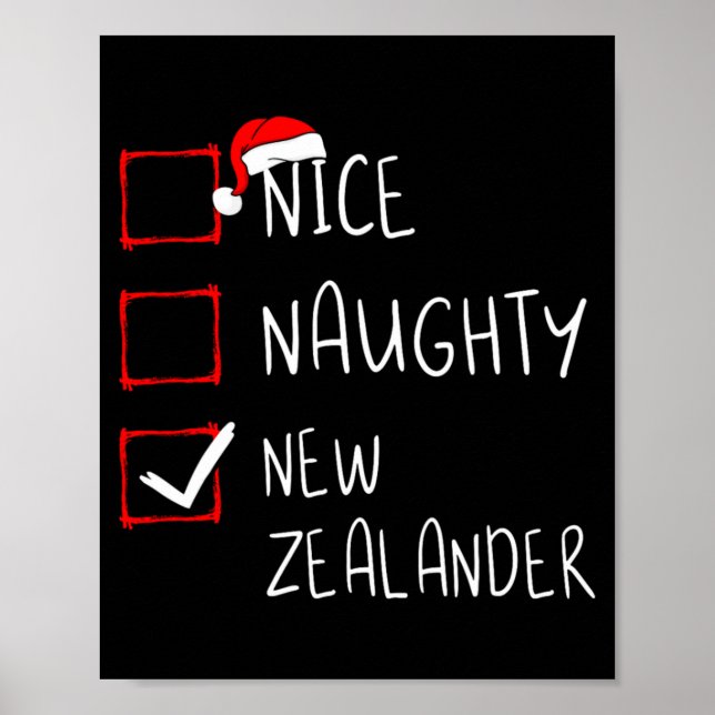 Póster Nice Naughty New Zealander Christmas New Zealand H (Frente)