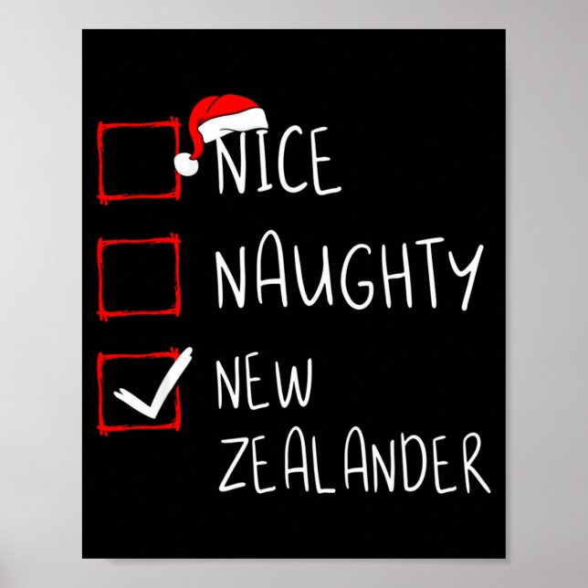 Póster Nice Naughty New Zealander Christmas New Zealand H (Frente)