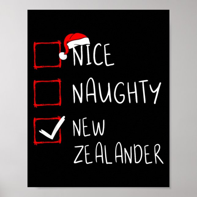 Póster Nice Naughty New Zealander Christmas New Zealand H (Frente)