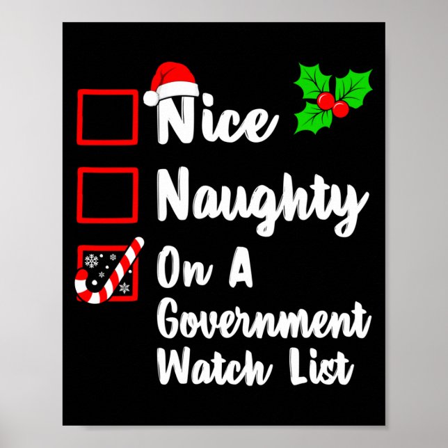 Póster Nice Naughty On A Government Watch List Christmas  (Frente)