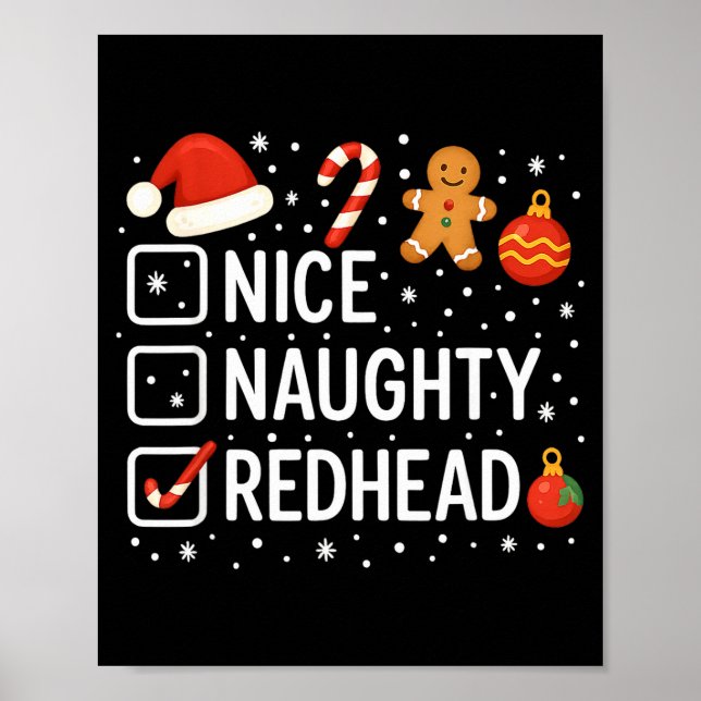 Póster Nice Naughty Redhead Funny Christmas Quote  (Frente)