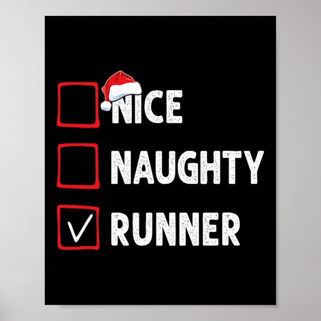 Póster Nice Naughty Runner Running Womens Mens Funny Chri (Frente)