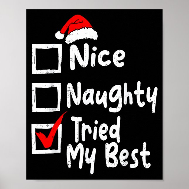 Póster Nice Naughty Tried My Funny Christmas List Family  (Frente)