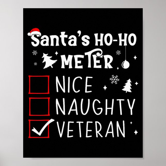 Póster Nice Naughty Veteran Christmas List Santa Military (Frente)