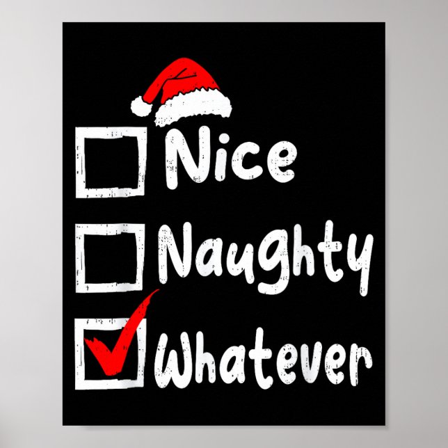 Póster Nice Naughty Whatever Funny Christmas List Family  (Frente)