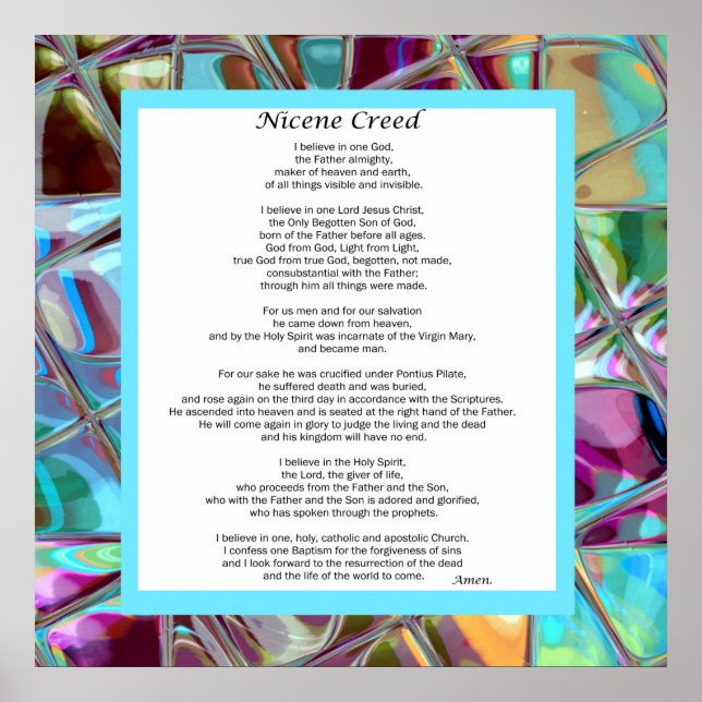 Póster Nicene Creed Poster Christian Prayer Wall Art (Frente)