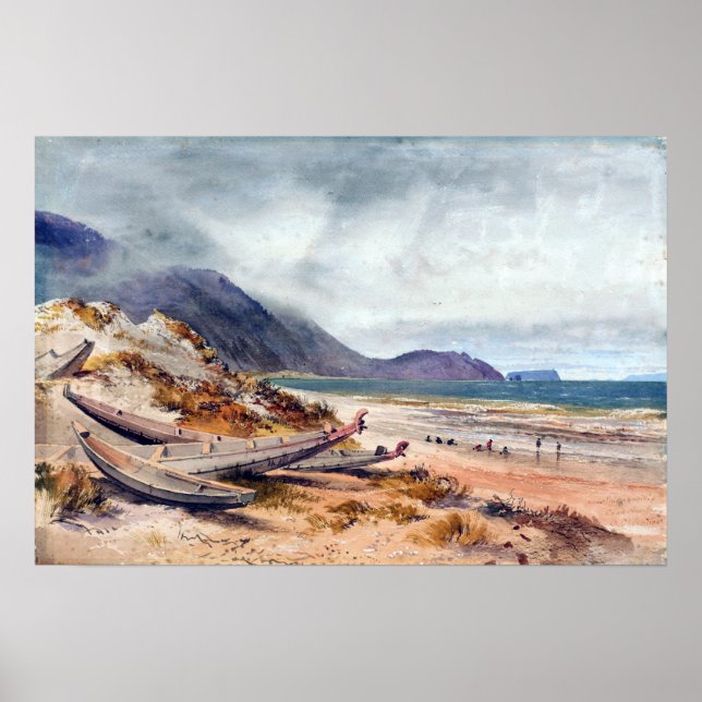 Póster Nicholas Chevalier cerca de Paekakariki, Estrecho  (Frente)