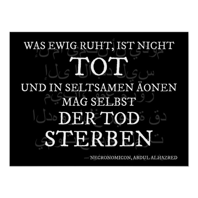 Póster „Nicht tot ist...“ – Das Necronomicon-Zitat (Anverso)