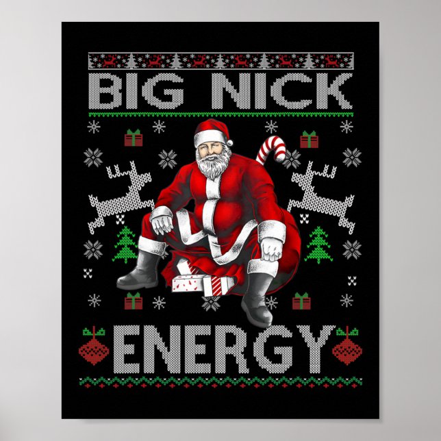 Póster Nick Energy Funny Santa Navidades Feo Sater Men W (Frente)