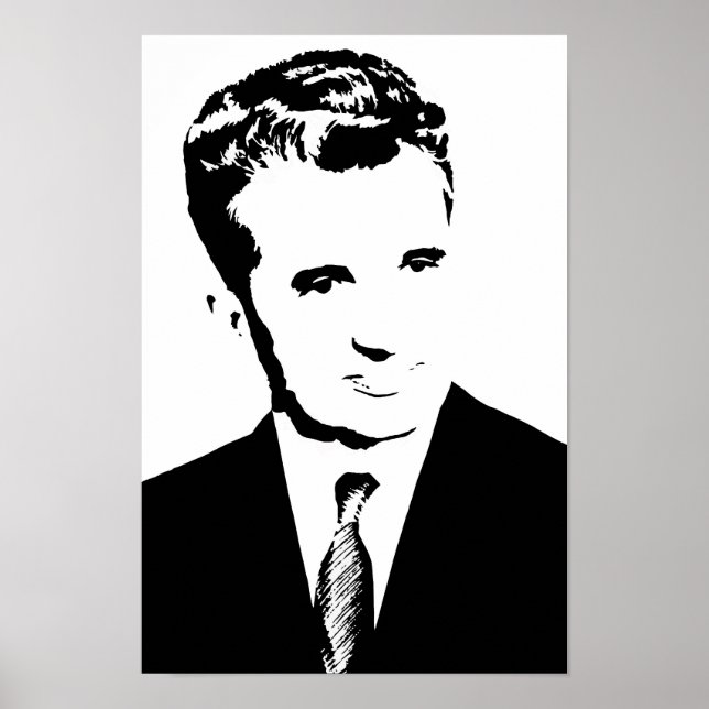 Póster nicolae ceausescu dictador comunista rumano pcr (Frente)