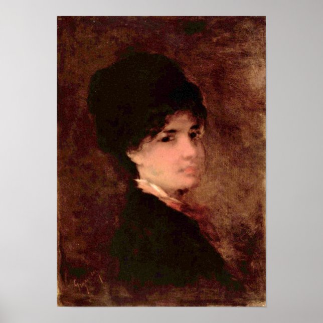 Póster Nicolae Grigorescu - Retrato de una mujer (Frente)