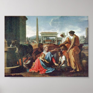 Póster Nicolas Poussin - Descansa en el vuelo a Egipto
