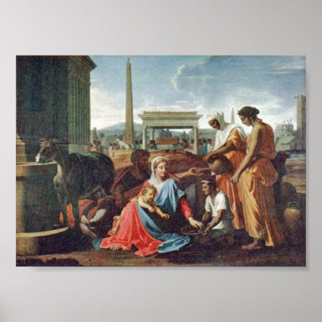 Póster Nicolas Poussin - Descansa en el vuelo a Egipto (Frente)