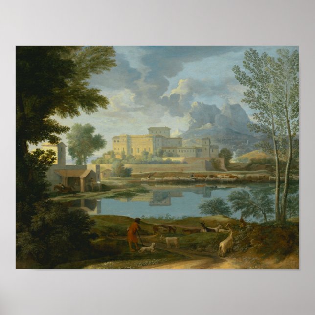Póster Nicolas Poussin - Paisaje con calma (Frente)