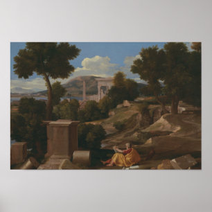 Póster Nicolas Poussin - Paisaje con San Juan