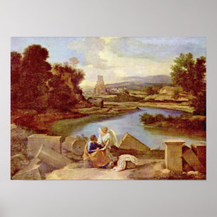 Póster Nicolas Poussin - Paisaje con San Mateo