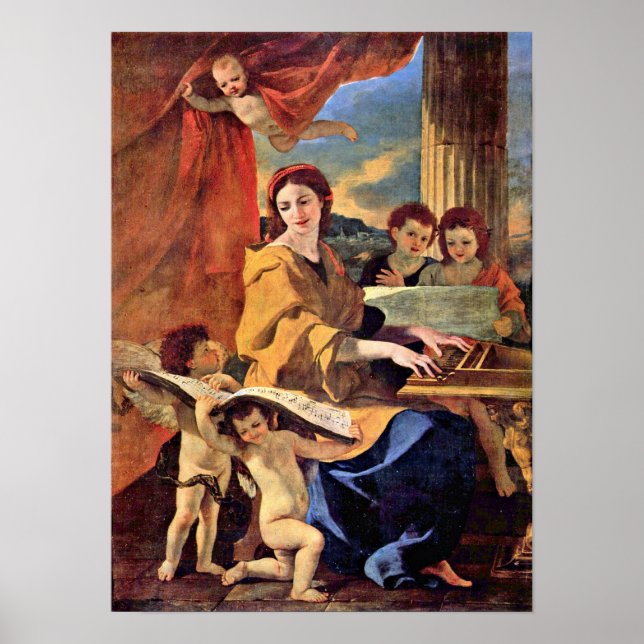 Póster Nicolas Poussin - Santa Cecilia (Frente)