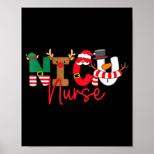Póster Nicu Christmas Shirt Nicu Nurse Xmas Party Nicu Nu (Frente)