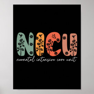 Póster Nicu Enfermera Floral Nicu Boho Autobús Intensivo