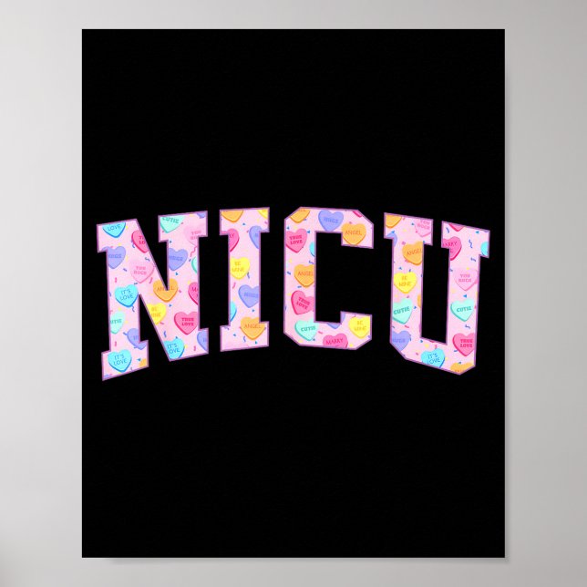 Póster Nicu Nurse Heart Valentines Day Neonatal Intensive (Frente)