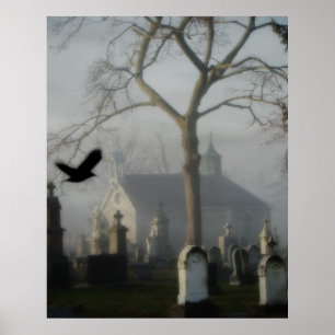 Póster Niebla al anochecer