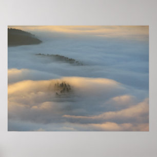 Póster Niebla del amanecer en las montañas Pieniny