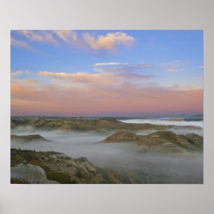 Póster Niebla del río Misuri cuelga en el río