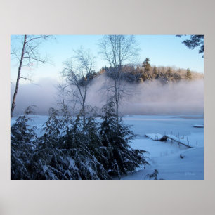 Póster Niebla invernal sobre el lago