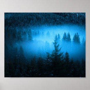 Póster Niebla mágica en el bosque de picor de nieve