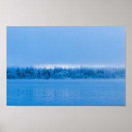 Póster Niebla misteriosa sobre el nevado lago Bohinj, Esl