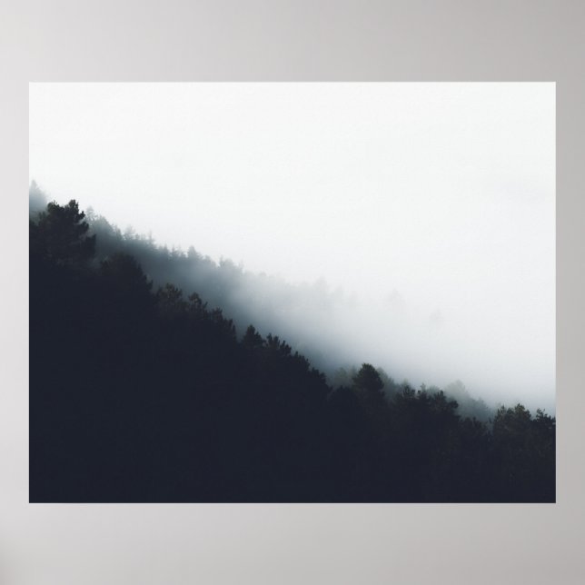 Póster Niebla sobre capas diagonales del bosque (Frente)