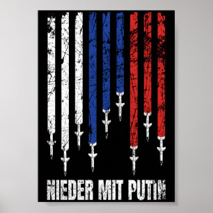 Póster Nieder mit Putin Antikrieg Frieden Ucrania