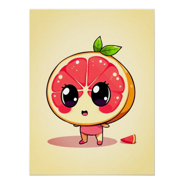 Póster Niedlicher Grapefruit-Charakter (Anverso)