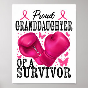 Póster Nieta orgullosa sobreviviente de cáncer de mama Bo