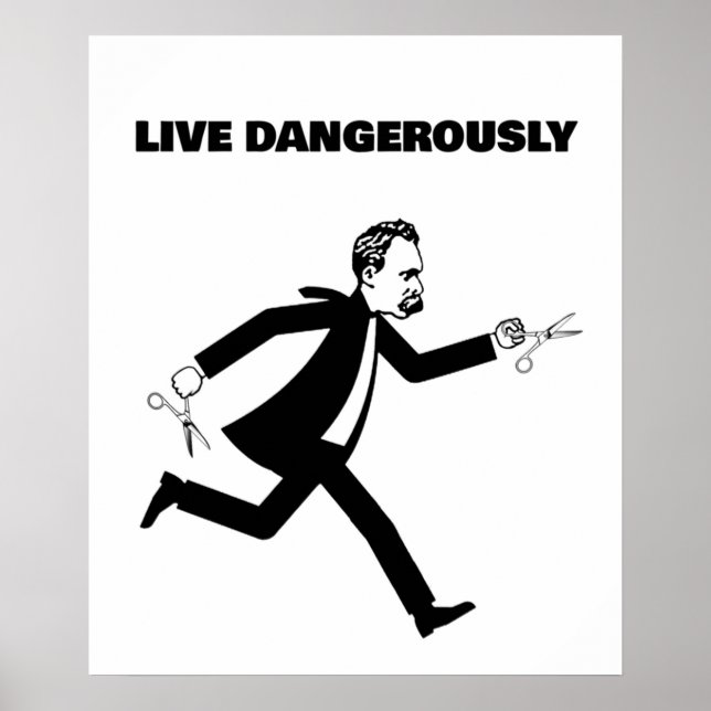 Póster Nietzsche Corriendo Con Tijeras En Vivo Peligrosam (Frente)