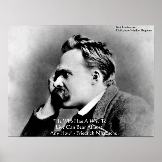 Póster Nietzsche Poster de citas de sabiduría de "A Why" (Frente)
