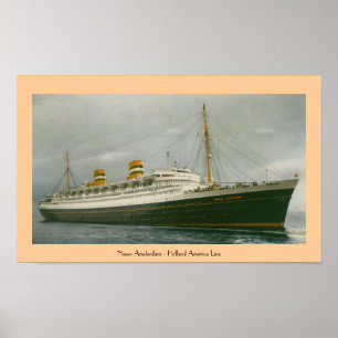 Póster Nieuw Amsterdam - línea de Holanda América