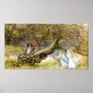 Póster Nieve Blanca Y Rojo Rosa