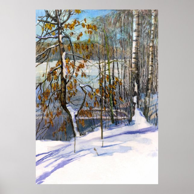 Póster Nieve caída Watercolor (Frente)
