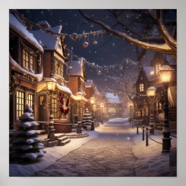 Póster Nieve cubierta Bastante Ciudad