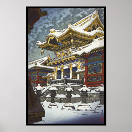 Póster Nieve de Kasamatsu Shiro en la puerta de Yomei en 