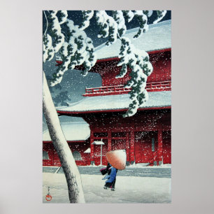 Póster Nieve de la Tarde en el Río Edo Hasui Kawase
