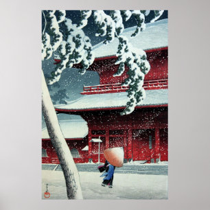 Póster Nieve de la Tarde en el Río Edo Hasui Kawase Alred