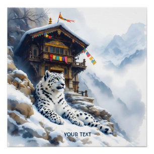 Póster Nieve de Leopardo Blanco dulce