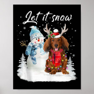 Póster Nieve de los Navidades del perro de Santa Dachshun