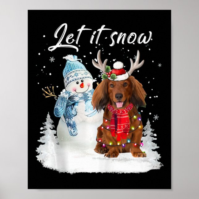 Póster Nieve de los Navidades del perro de Santa Dachshun (Frente)