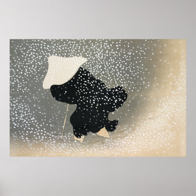 Póster Nieve de Momoyogusa (aprox. 1909) por Kamisaka Sek (Frente)