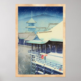 Póster Nieve de primavera en el templo de Kiyomizu Hasui 