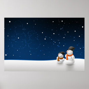 Póster Nieve de un niño con nieve