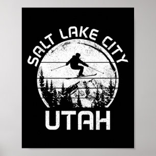 Póster Nieve deportiva Utah Vintage de invierno en Salt L